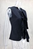 Women White Sexy Sleeveless Lace-Up Tank Top