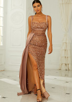 Chic Strap Sequin Formal Party Bridesmaid Dress Evening Dress For Women Chic Strap Sequin Formal Party Bridesmaid Dress Evening Dress For Women