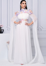 Chic High-Neck Formal Party Embroidered Long Evening Dress Slim Waist Bridesmaid Dress Chic High-Neck Formal Party Embroidered Long Evening Dress Slim Waist Bridesmaid Dress