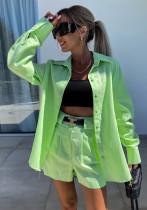 Fashion Casual Summer Suit Women's Long Sleeve Shirt Shorts Two-Piece Set Fashion Casual Summer Suit Women's Long Sleeve Shirt Shorts Two-Piece Set