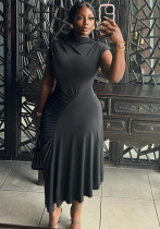 Women's Solid Color Round Neck Sleeveless Casual Chic Irregular Dress Women's Solid Color Round Neck Sleeveless Casual Chic Irregular Dress