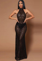 Women Sexy Backless See-Through Evening Dress Women Sexy Backless See-Through Evening Dress