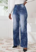 Plus Size Women Autumn and Winter Jacquard Denim Pants Plus Size Women Autumn and Winter Jacquard Denim Pants
