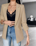 Women Autumn and Winter Long Sleeve Solid Blazer
