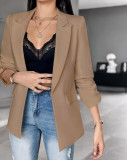 Women Autumn and Winter Long Sleeve Solid Blazer