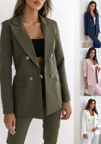 Women Fall/Winter Double-breasted Solid Blazer Coat Women Fall/Winter Double-breasted Solid Blazer Coat