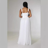Women sleeveless solid sexy v-neck jumpsuit