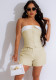 Women Sexy Strapless Top and Shorts Two-piece Set
