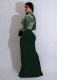 Women Beaded See-Through Bodycon Stretch Slit Dress