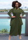 Autumn Solid Color Round Neck Long Sleeve Irregular Women's Dress