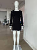 Sexy Tight Fitting Ruffle Knitting Long-Sleeved Autumn And Winter Dress