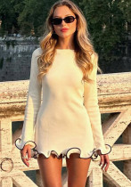 Sexy Tight Fitting Ruffle Knitting Long-Sleeved Autumn And Winter Dress Sexy Tight Fitting Ruffle Knitting Long-Sleeved Autumn And Winter Dress
