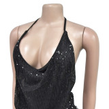 Women sexy sequined suspender dress