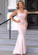 Fashion women's solid color mesh Patchwork mermaid dress