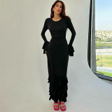 Women Fall Lace Lace Long Sleeve Dress