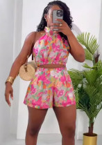 Printed sleeveless top and shorts Two-piece Set Printed sleeveless top and shorts Two-piece Set