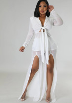 Fashionable Sexy Solid Color Long Sleeve Slim Waist Lace-Up Blazer Slit Pants Two-Piece Set Fashionable Sexy Solid Color Long Sleeve Slim Waist Lace-Up Blazer Slit Pants Two-Piece Set