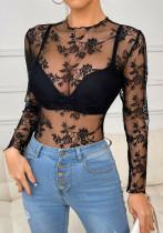 Women's Sexy See-Through Long Sleeve Lace Top Women's Sexy See-Through Long Sleeve Lace Top