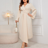 Women long-sleeved irregular maxi dress