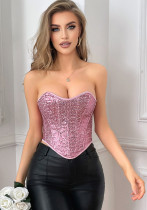 Sequined Corset Strapless Top Fashion Sexy Vest Sequined Corset Strapless Top Fashion Sexy Vest