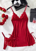 Sexy Low Back Lace Strap Night Dress Temptation Lingerie Sexy Low Back Lace Strap Night Dress Temptation Lingerie