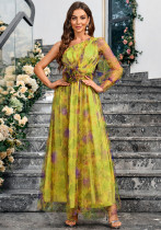 One Shoulder Print Elegant Slim Ladies Dress One Shoulder Print Elegant Slim Ladies Dress