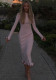 Sexy Low Back Bell Bottom Sleeve Ruffle Knitting Long Dress For Women