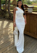 Women Sexy Backless Solid Halter Neck Slit Dress Women Sexy Backless Solid Halter Neck Slit Dress