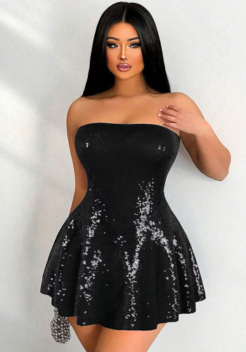 Women sleeveless Strapless sequin dress