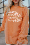 Halloween Pumpkin Head Loose Round Neck Top