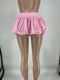 Women Solid Stretch Pleated Skirt Bubble Skirt