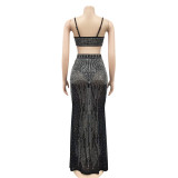 Women Sexy Party Mesh See-Through Camisole and Skirt Two-piece Set