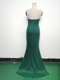 Elegant Fishbone Strapless Slim Waist Slit Evening Dress