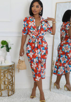 Women Fall Loose French Long Sleeve Lace-up Shirt Dress Women Fall Loose French Long Sleeve Lace-up Shirt Dress