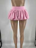 Women Solid Stretch Pleated Skirt Bubble Skirt