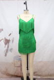 Women Prom Nightclub Party Party Sexy Sleeveless Suspender Tassel Mini Dress