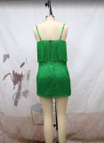 Women Prom Nightclub Party Party Sexy Sleeveless Suspender Tassel Mini Dress