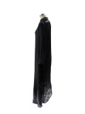 Women Shiny Satin Loose Casual Shirt Dress