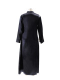 Women Shiny Satin Loose Casual Shirt Dress