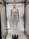 Women's Casual Sports Tight Fitting Zipper Top Butt Lift Pants Two Piece Set