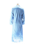 Women Shiny Satin Loose Casual Shirt Dress
