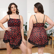 Sexy Christmas Lingerie Set Women Plus Size See Through Mesh Suspender Nightgown