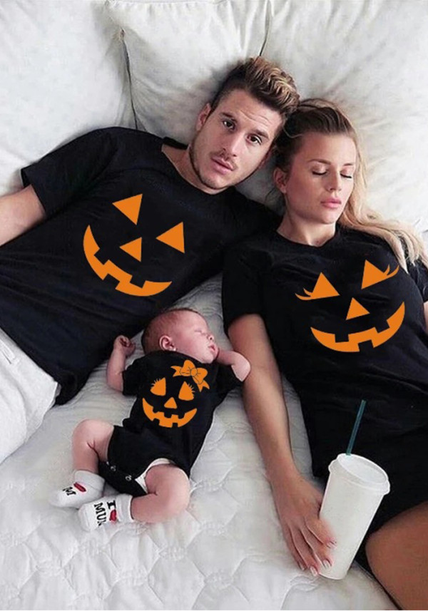 Halloween Pumpkin Parent-child Family Outfit Summer Mother and Daughter Outfit