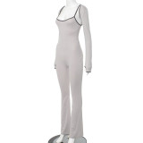 Women's strap Tight Fitting Jumpsuit long sleeve cape top two piece set