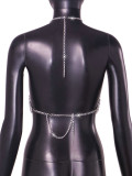 Summer Rhinestone Chain Sexy Low Back Vest For Women