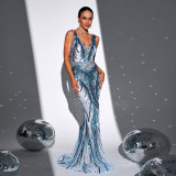 Strap Chic V-Neck Sexy Long Sequin Formal Party Fishtail Evening Dress Bridesmaid Dresses For Women