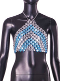 Summer Rhinestone Chain Sexy Low Back Vest For Women