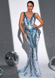 Strap Chic V-Neck Sexy Long Sequin Formal Party Fishtail Evening Dress Bridesmaid Dresses For Women