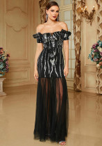 Chic Off Shoulder Sexy Sequin Mesh Patchwork Formal Party Fishtail Evening Dress Long Bridesmaid Dress Chic Off Shoulder Sexy Sequin Mesh Patchwork Formal Party Fishtail Evening Dress Long Bridesmaid Dress