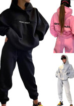 Spring Autumn Women's Fashion Hooded Print Hoodies Pants Sports Casual Tracksuit